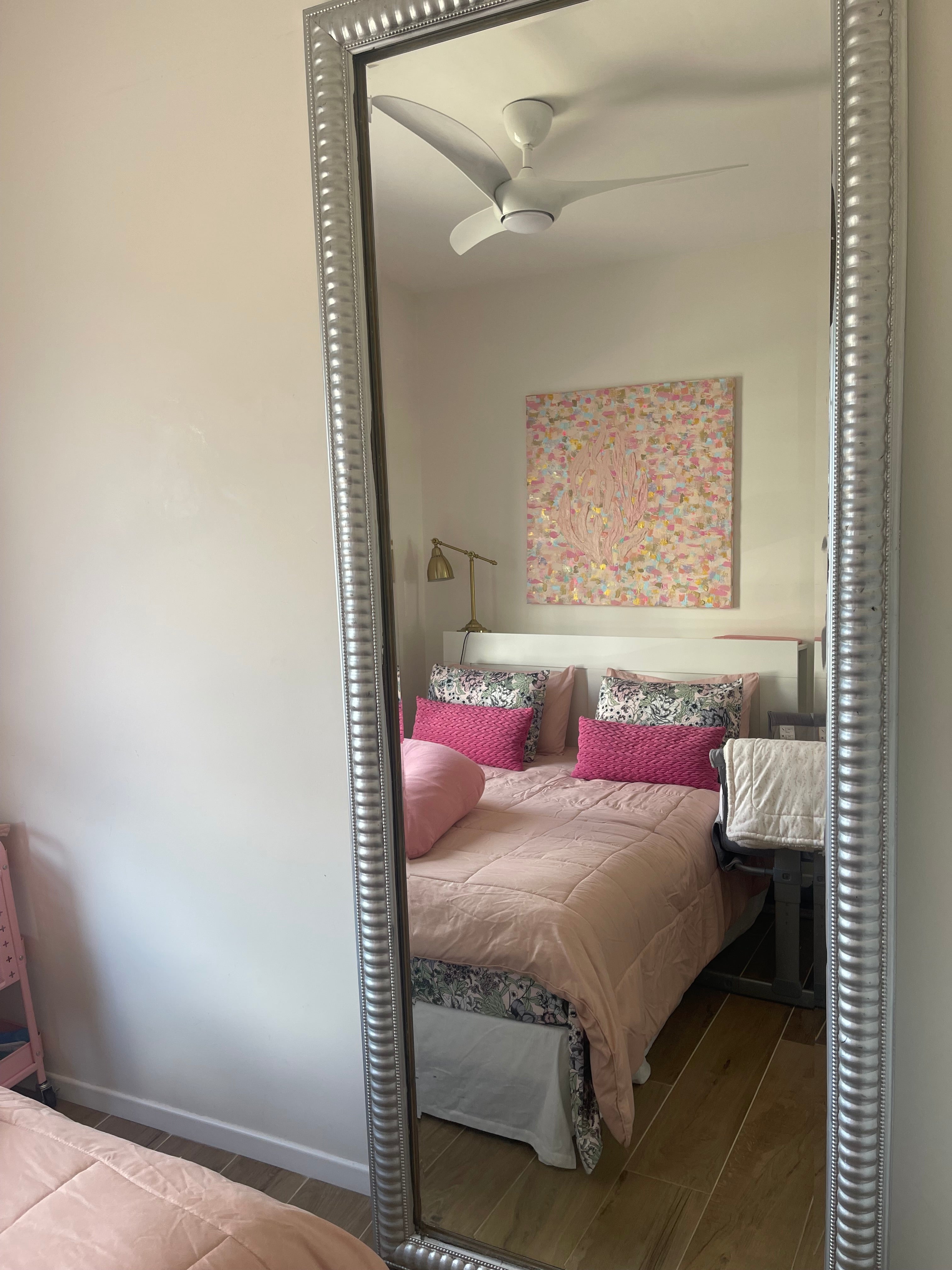 Masterpiece — Pink & Gold displayed in setting, original one-of-a-kind Eli Studio artwork with distinctive painted textures